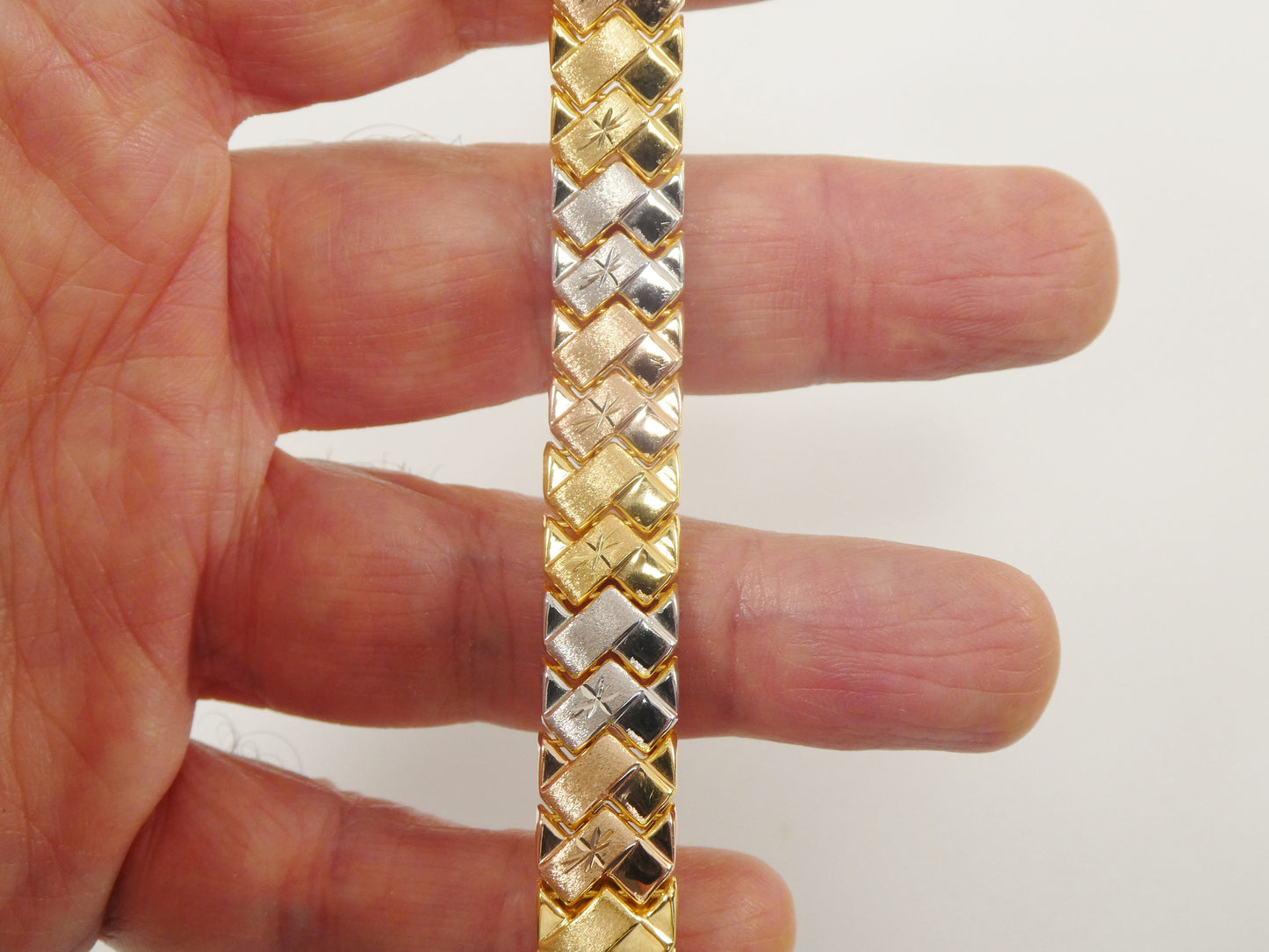 real 925 sterling silver 10mm / 7 inch / 8 inch basket bracelet 14k yellow gold finish