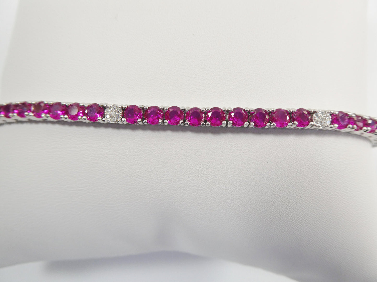 Real 925 sterling silver sapphire spinel tennis bracelet box lock clasp