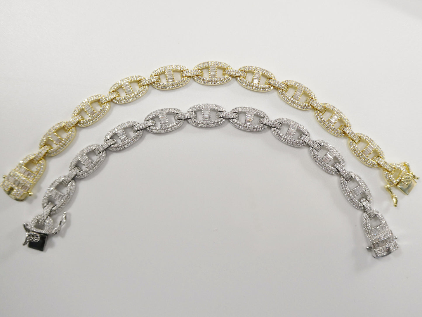 real 925 sterling silver mariner link full stone micro setting bracelet