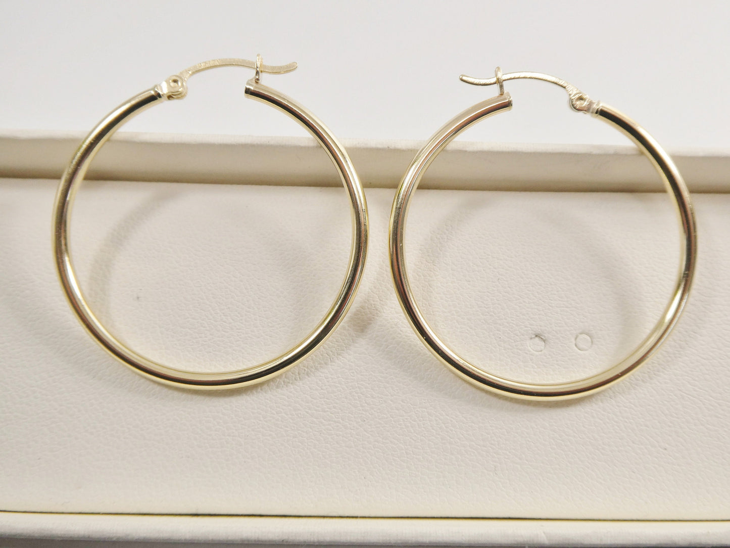 real 10k solid yellow gold plain high polish 35mm hoop earrings
