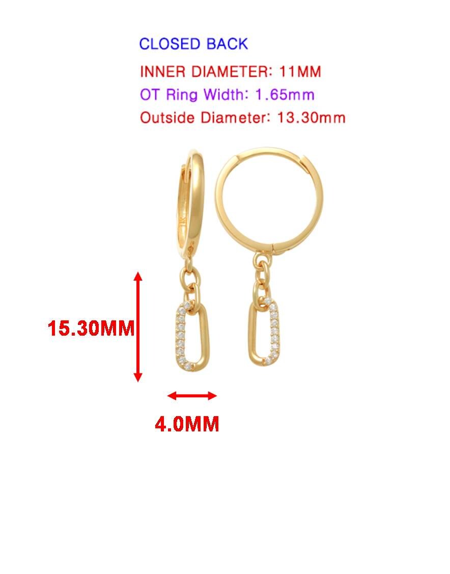 real 10k solid yellow gold paperclip drop huggie earring