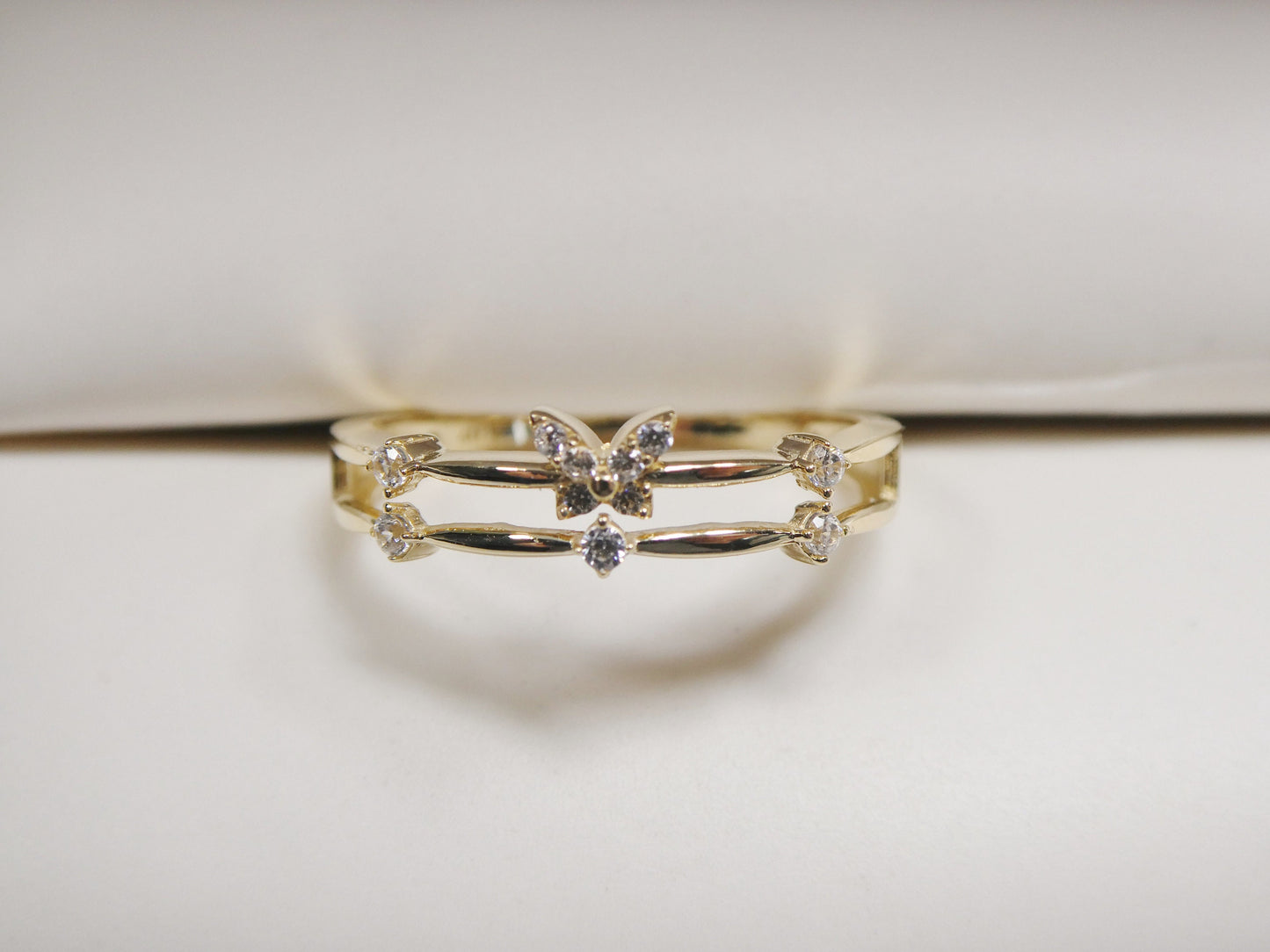 real 10k solid yellow gold women's classic micro pave setting ring