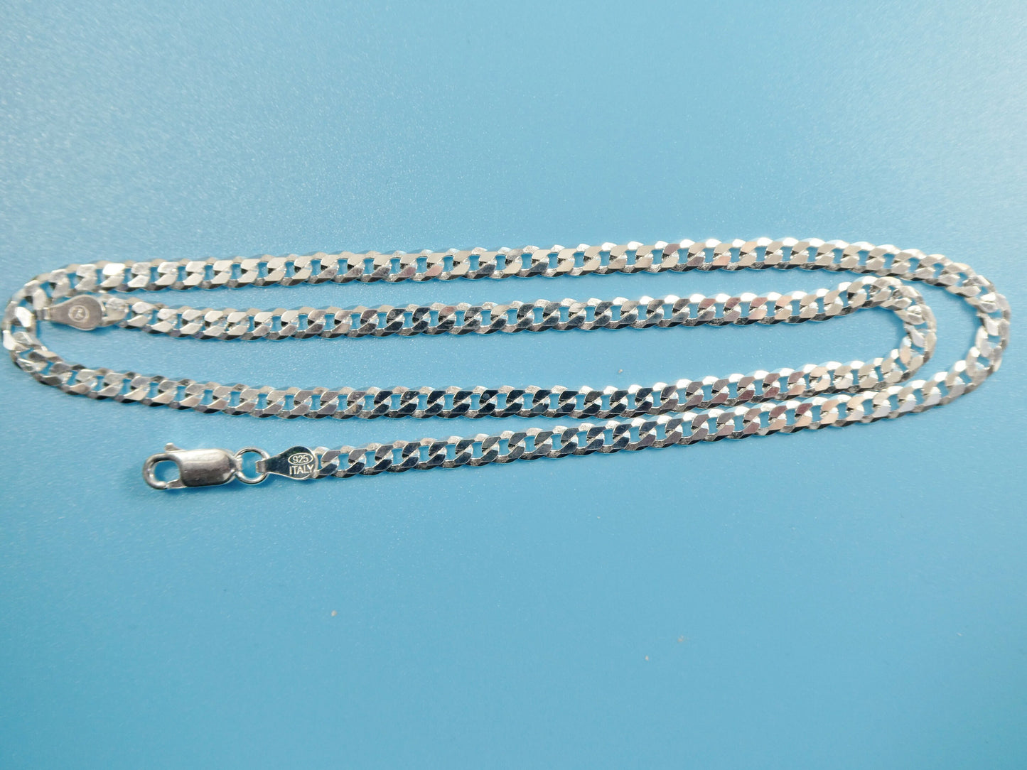 real 925 sterling silver 4MM Italian solid chain lobster lock clasp