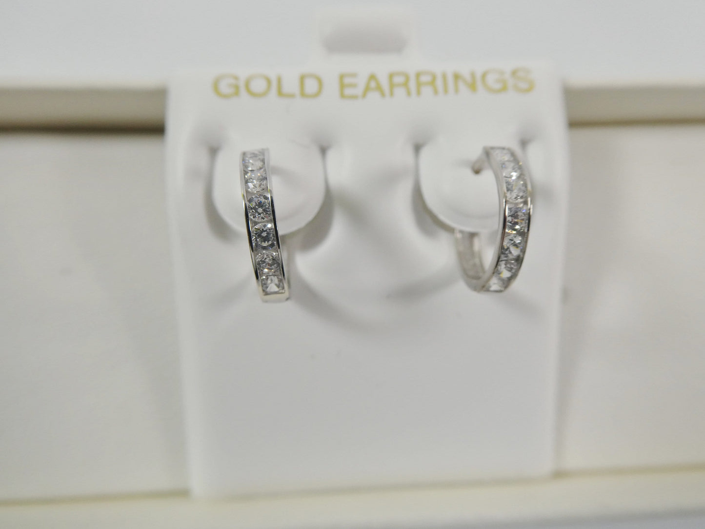 real 10k solid yellow gold 13mm prong setting huggie hoop earrings