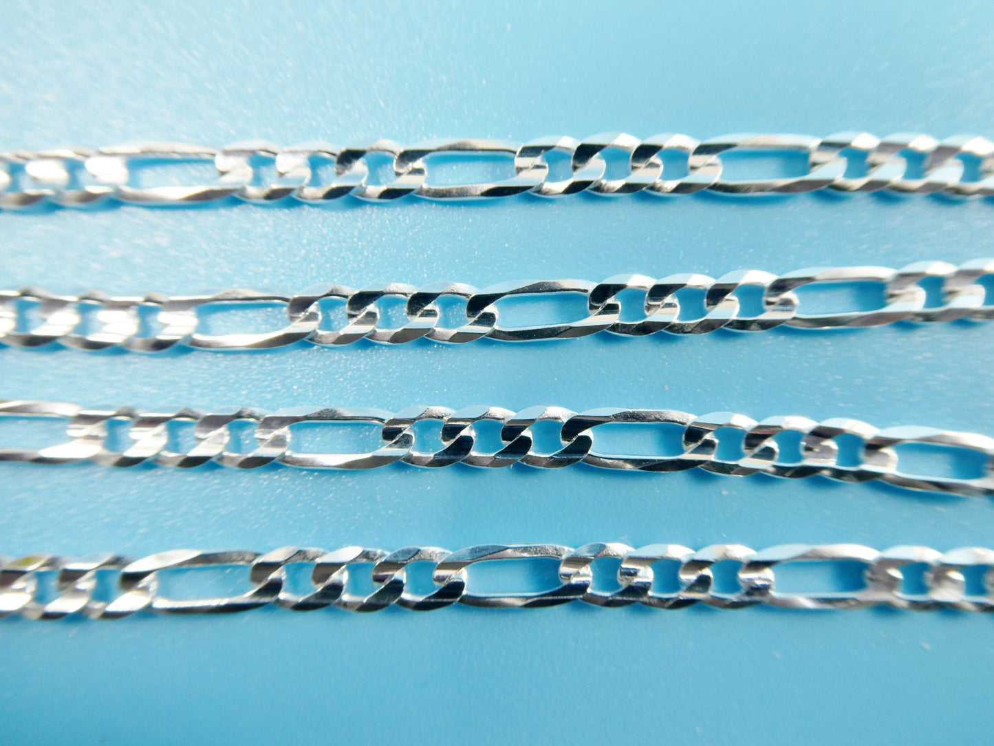 real 925 sterling silver 3.5mm Italian concave figaro solid chain lobster lock clasp
