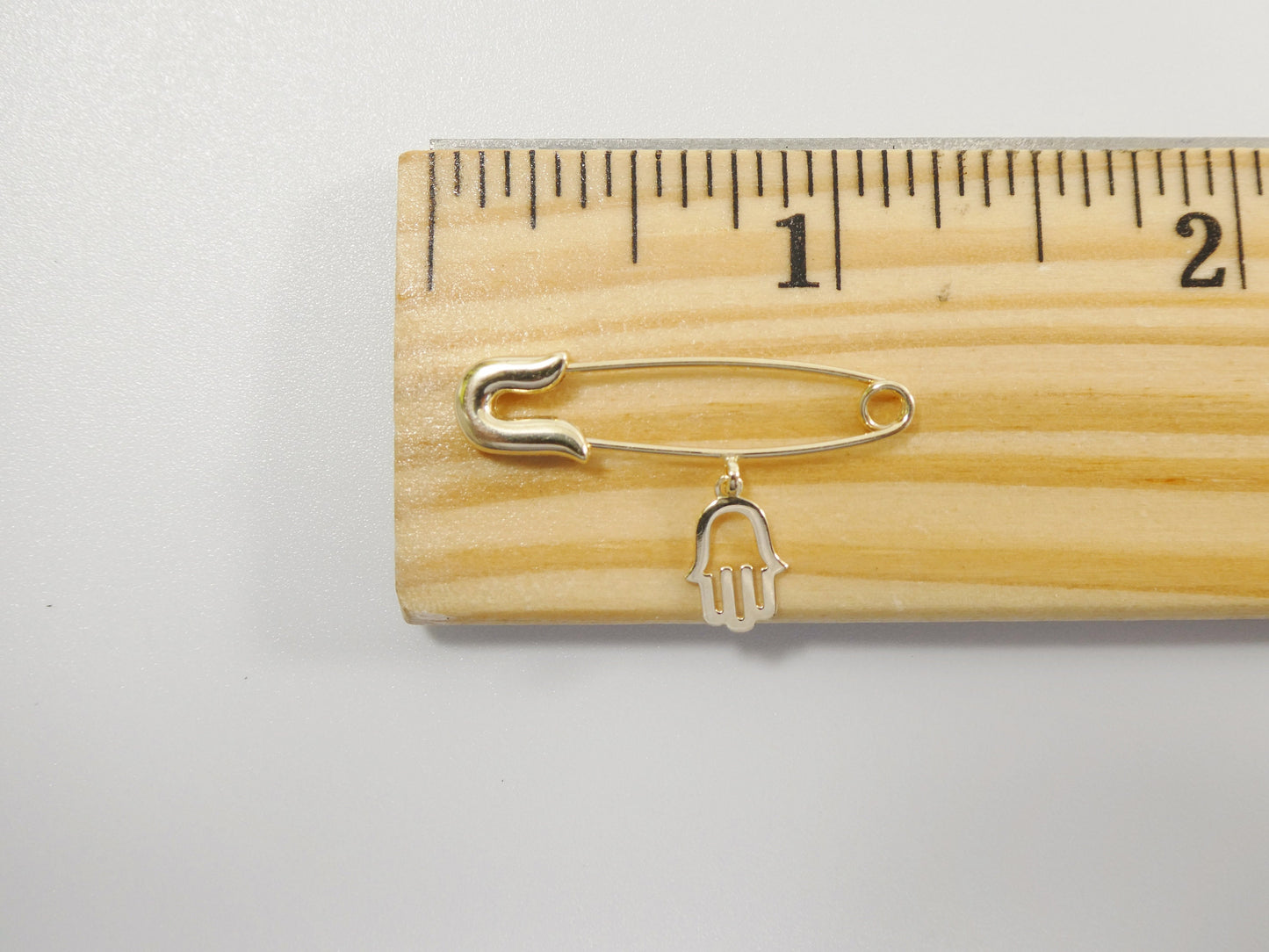 14k real solid yellow gold new born hamsa pin brooches