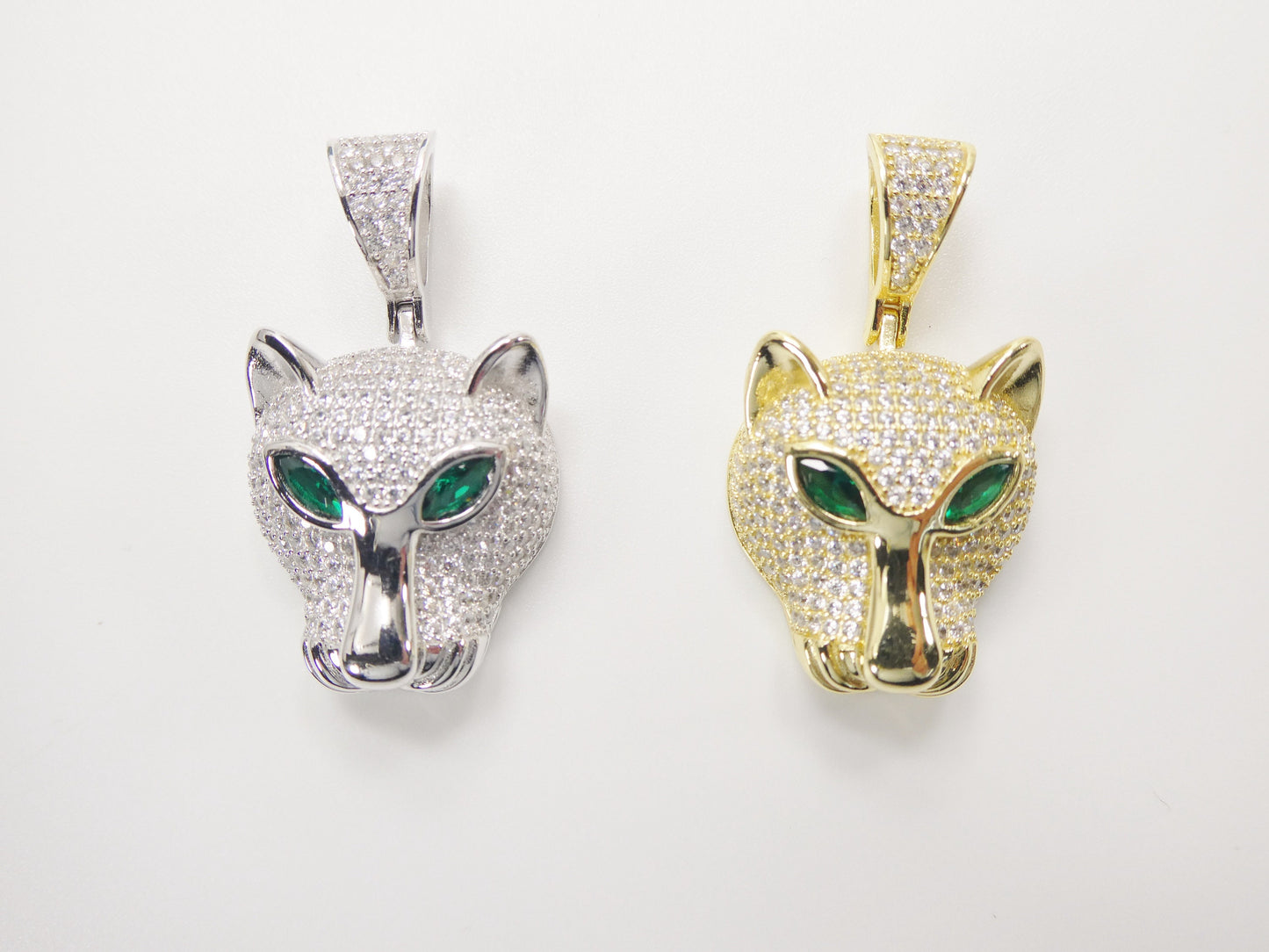 real 925 sterling silver full stone setting leopard designs pendent