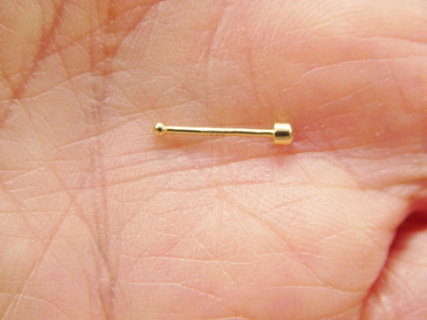 14k real solid yellow gold long post nose ring