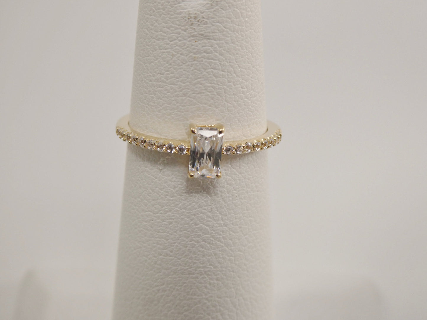 real 14k solid yellow gold women's classic micro pave setting pinky ring
