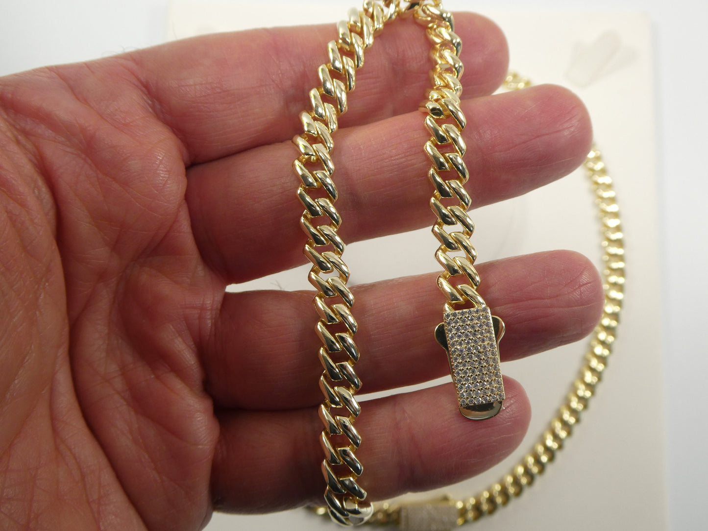 real 925 sterling silver 7mm solid Monaco style 14k yellow gold color finish
