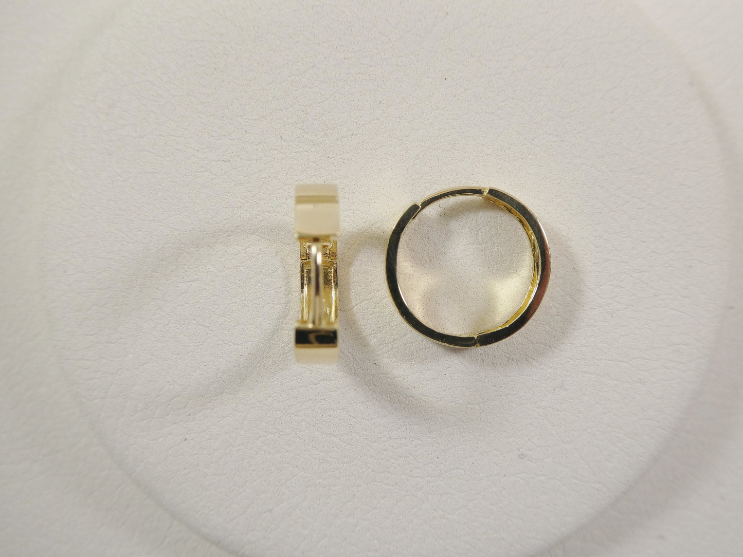 real 10k solid yellow gold high polish plain hoop huggie earrings