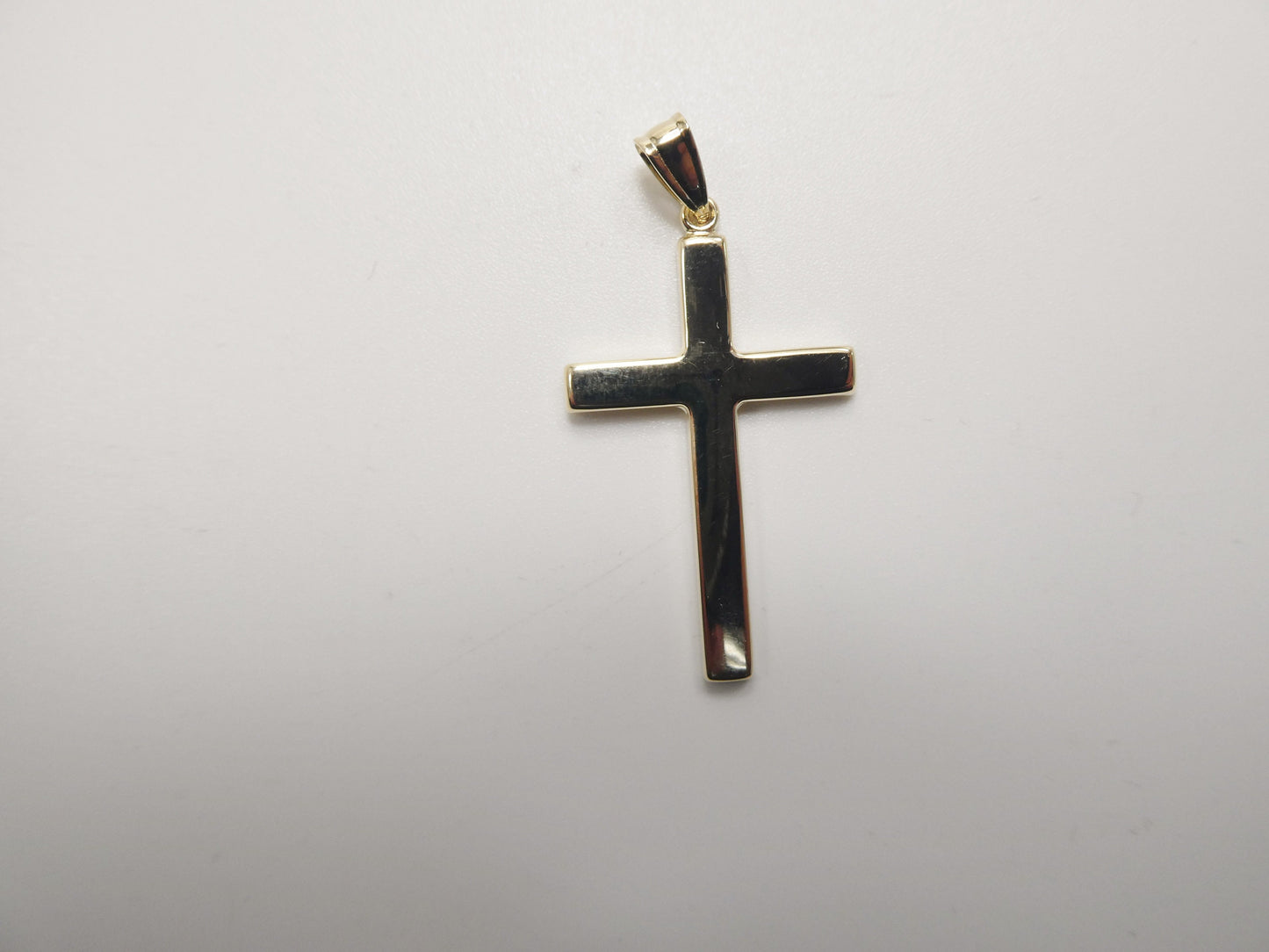 14k real solid yellow gold super polish cross pendent and robe necklace