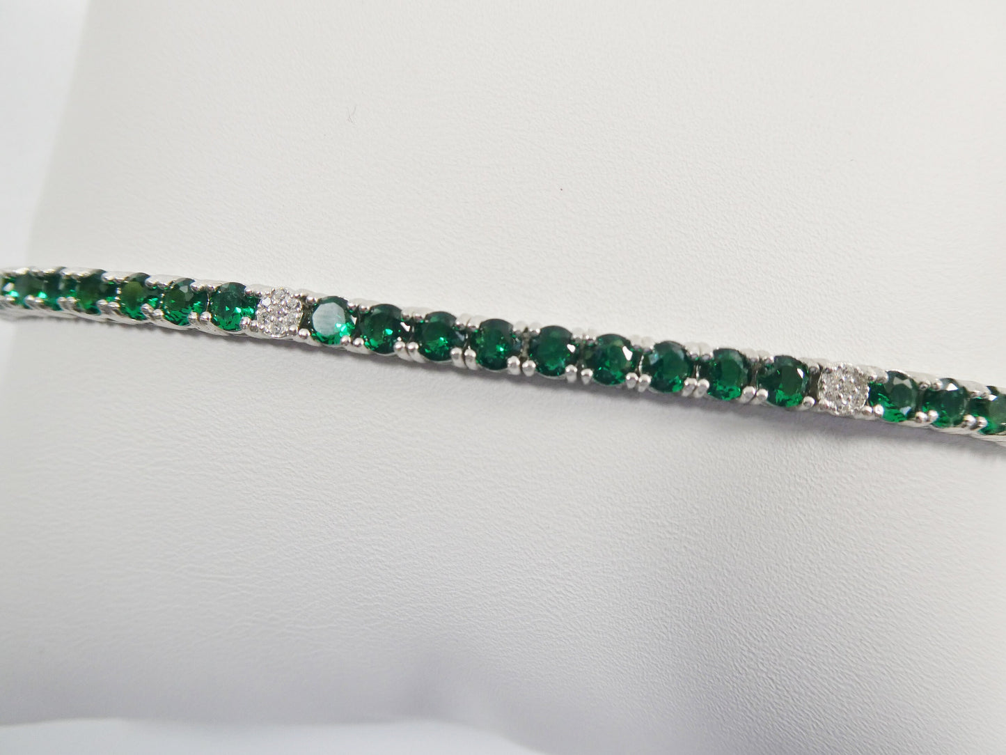 Real 925 sterling silver sapphire spinel tennis bracelet box lock clasp