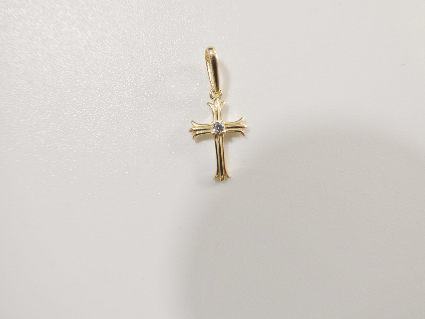 14k real solid yellow gold cross pendent and cable necklace