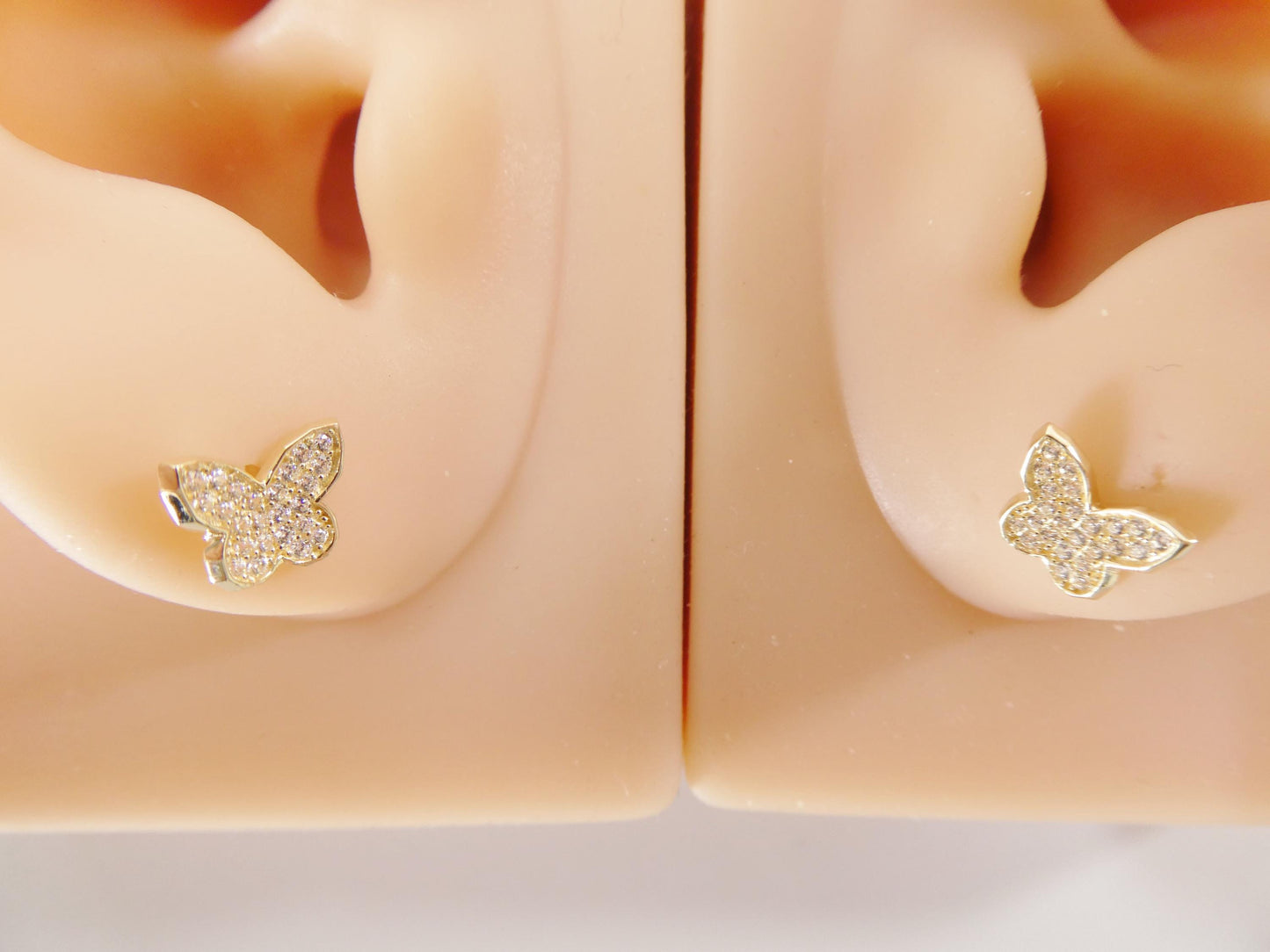 10k real solid gold butterfly push post earrings