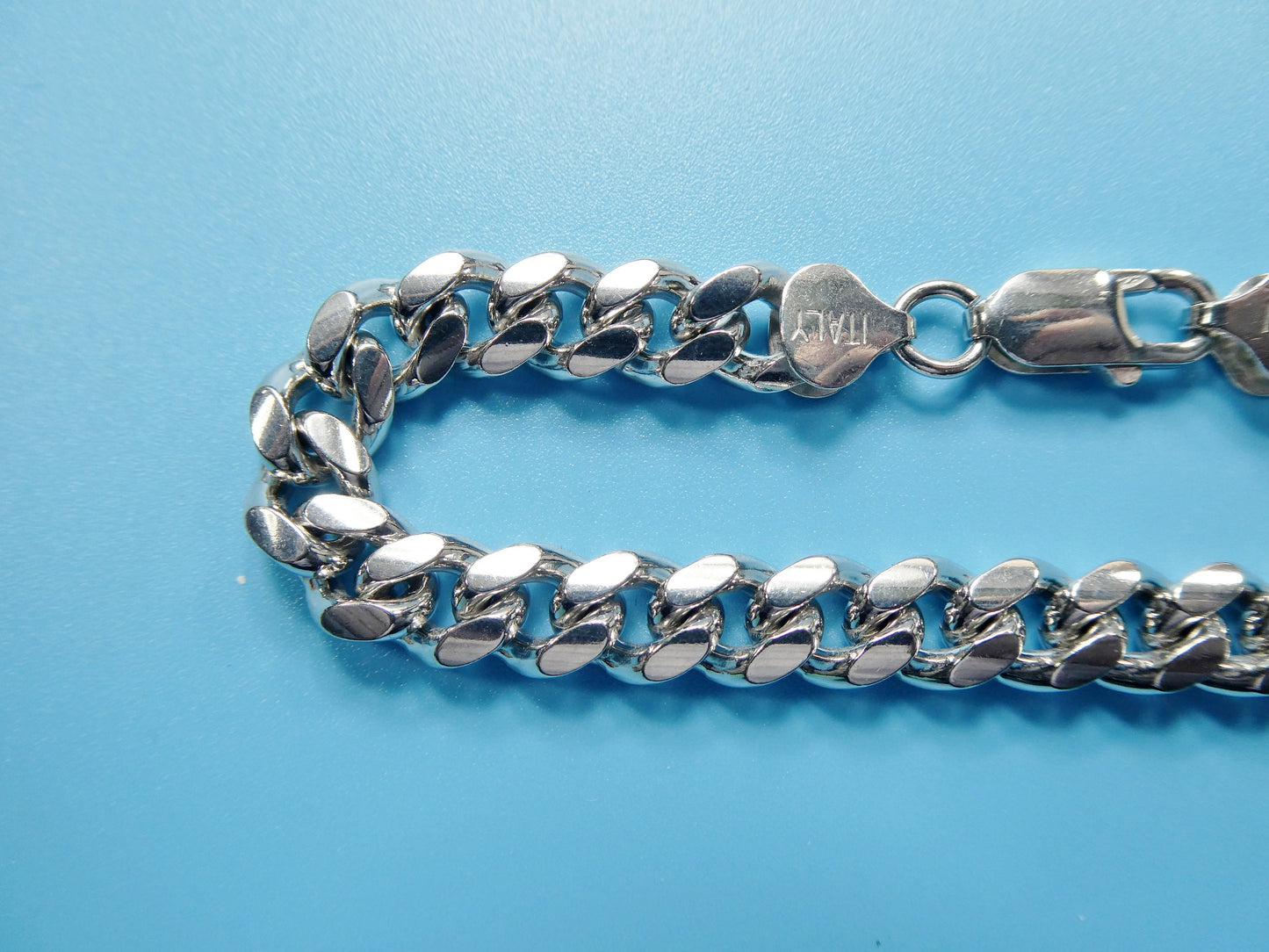 real 925 sterling silver 8mm solid link bracelet