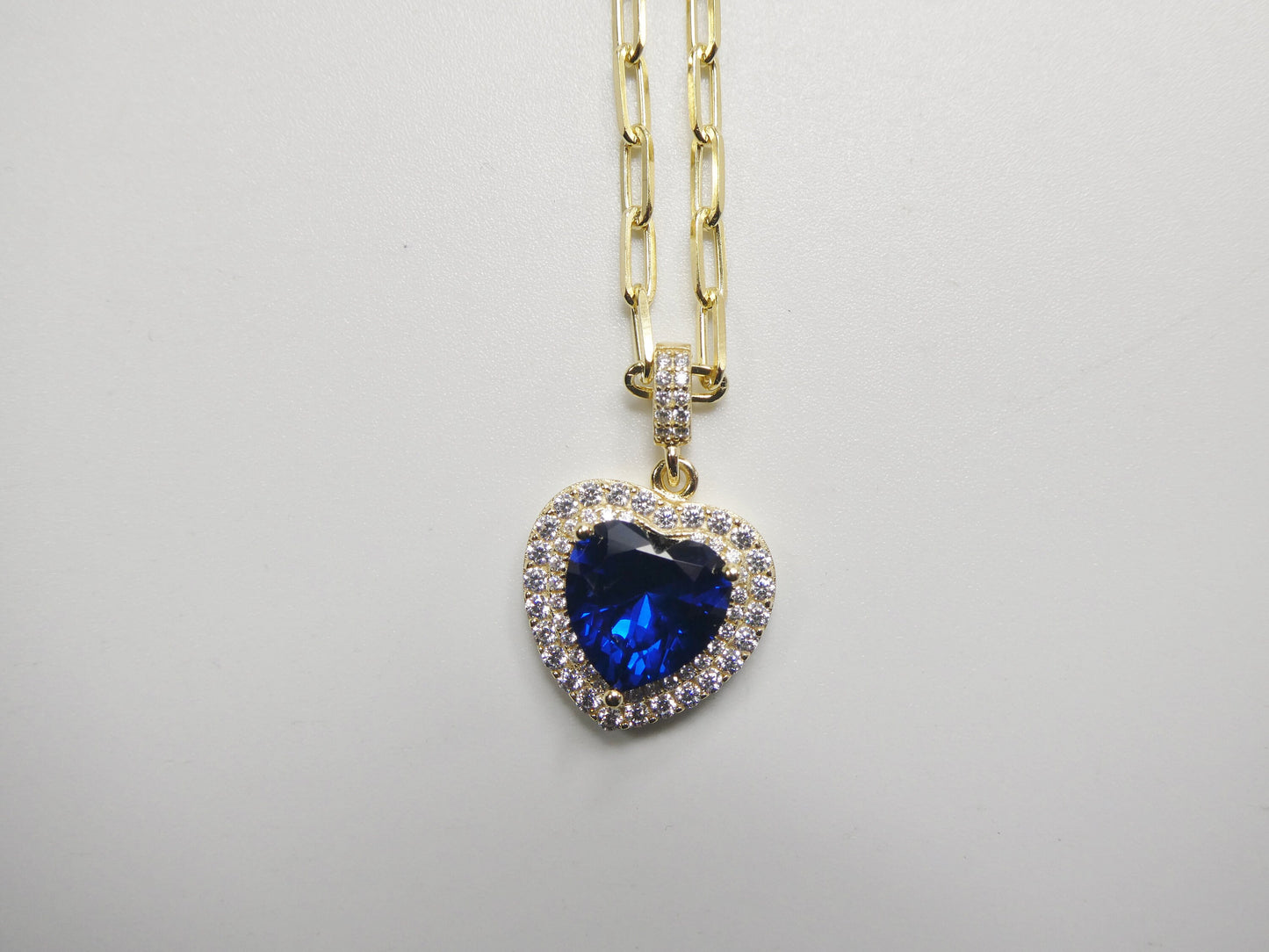 real 925 sterling silver heart blue color stone 14k yellow gold color finish