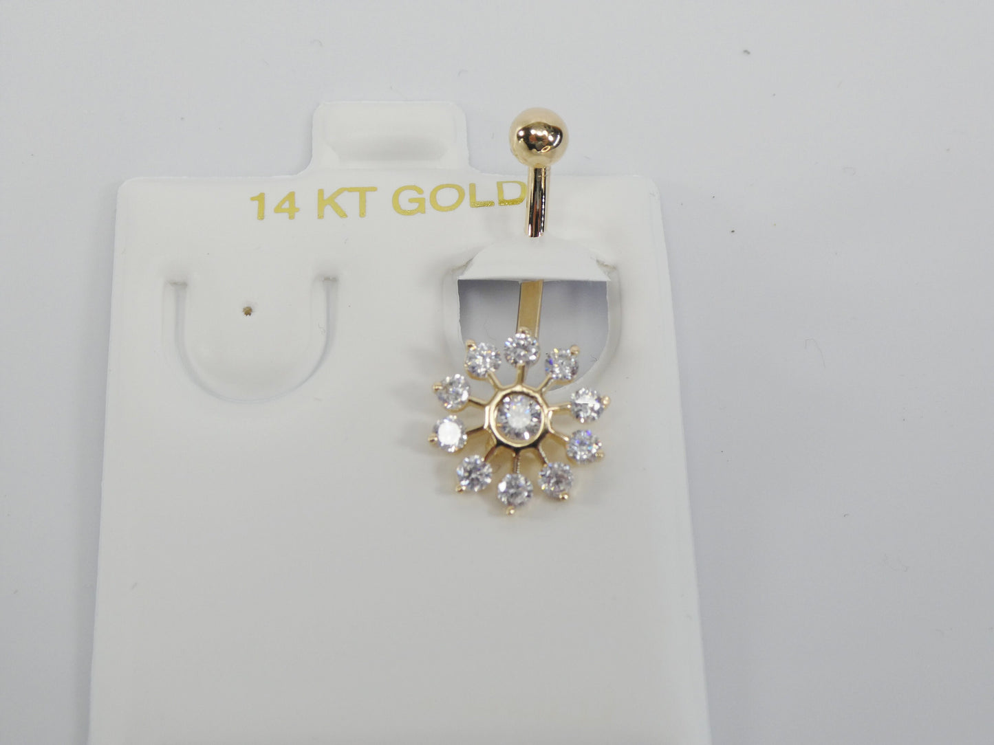 14k real solid yellow gold sun belly ring
