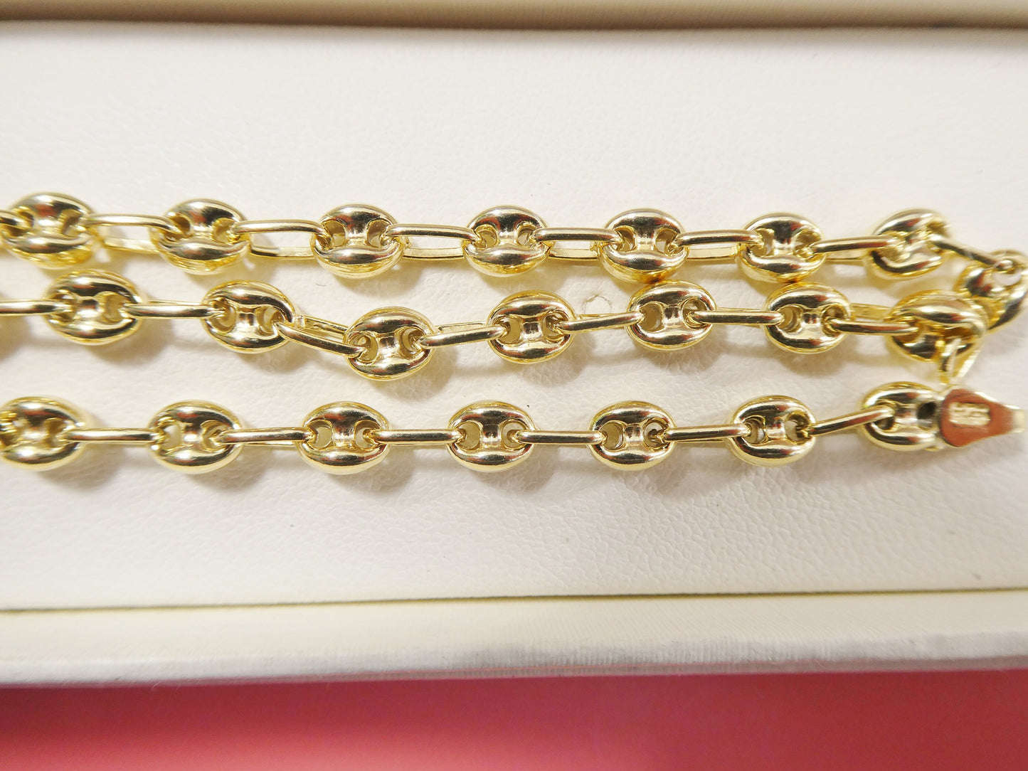 real 925 sterling silver solid anchor puff chain 14k yellow gold finish