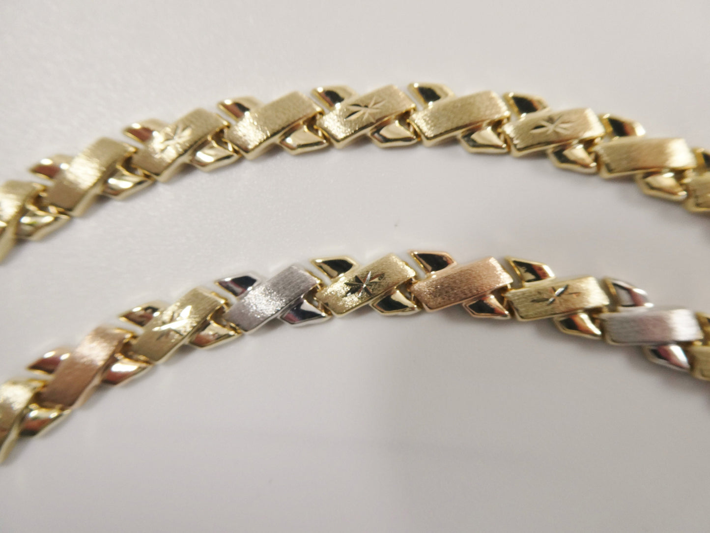 14k real solid yellow gold x style 7 inch bracelet