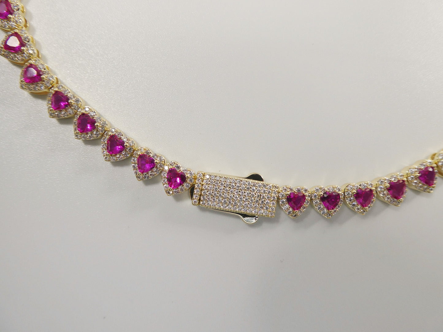 14k gold filled yellow gold ruby color heart necklace / bracelet