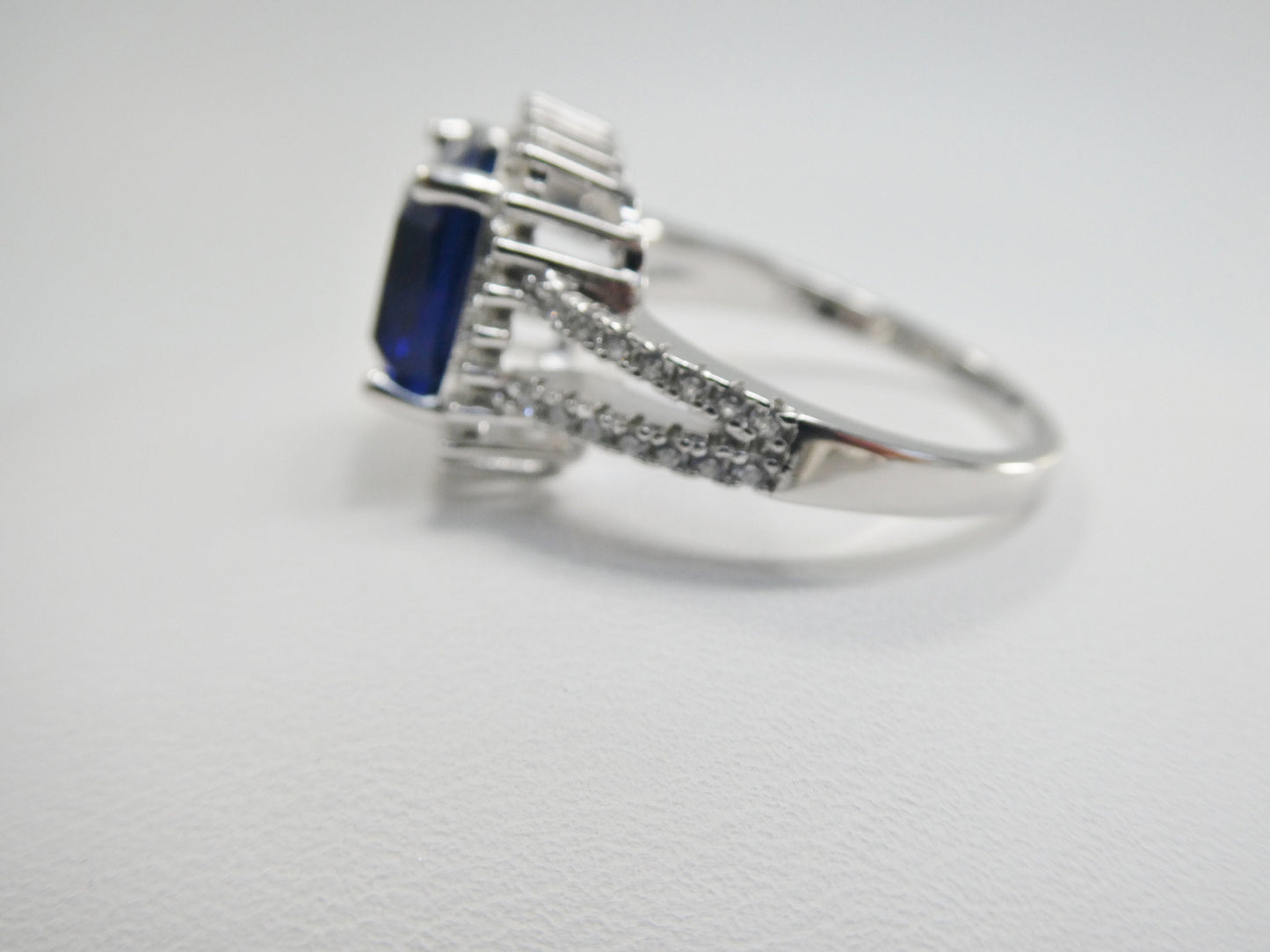 real 925 sterling silver square blue stone color ladies ring