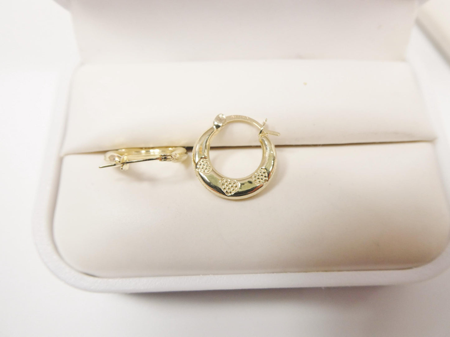 10k real solid yellow gold 14mm classic design children hoop earrings