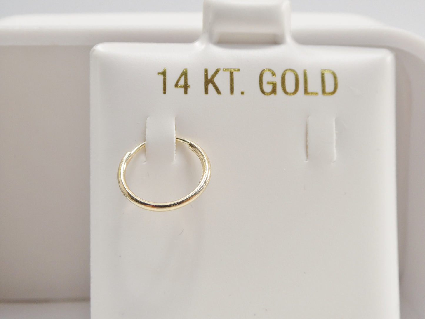 real 14k solid yellow gold 10.6mm endless small hoop lightweight hoop earring