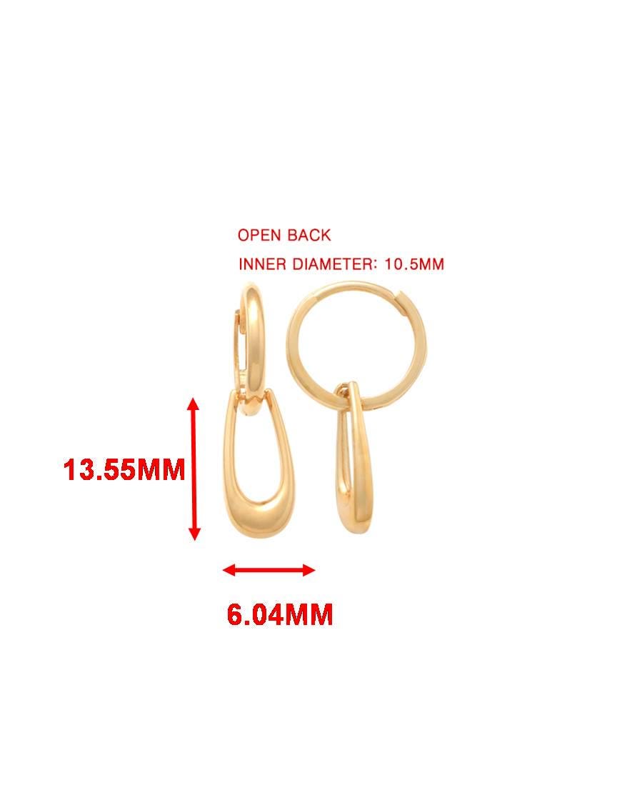 real 10k solid yellow gold paperclip dropping earrings