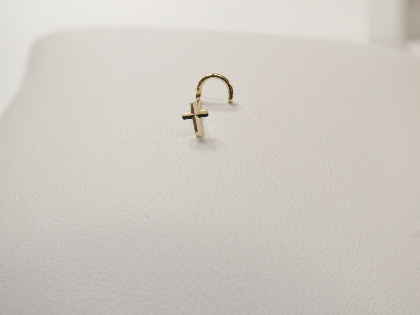 14k real solid yellow gold diamond cut twist cross nose ring