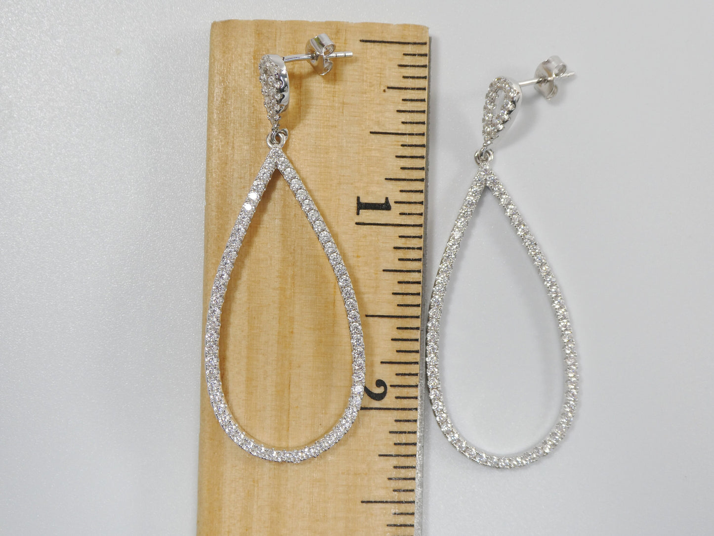 real 925 sterling silver micro pave setting 14k white gold color finish drop earring
