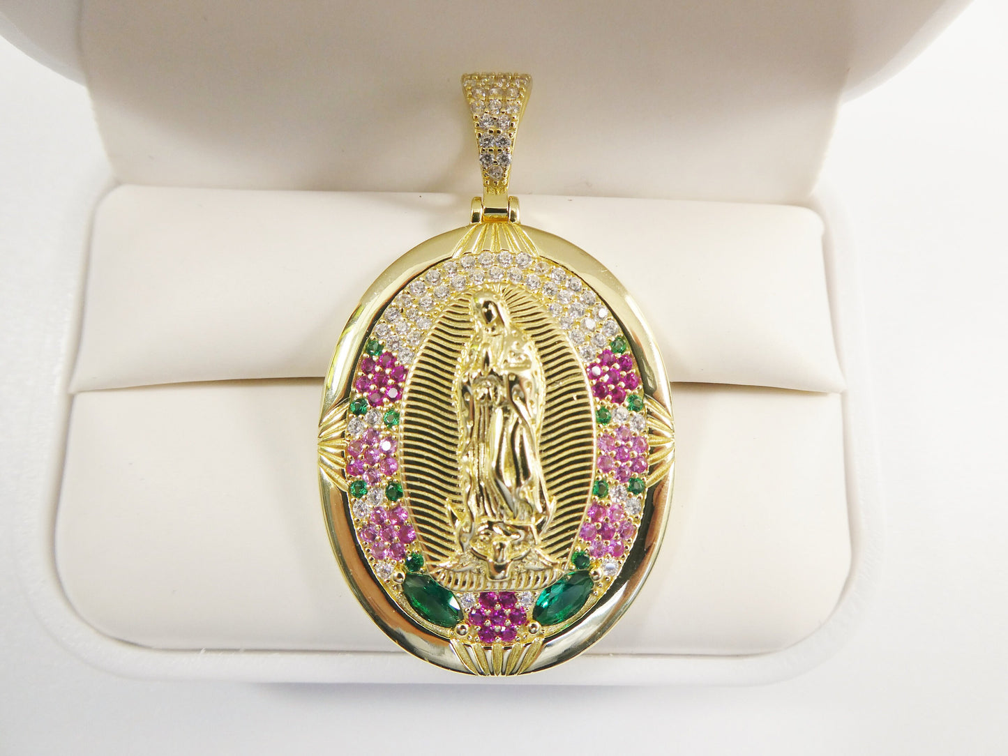 real 925 sterling silver large guadalupe virgin mary medallion pendent