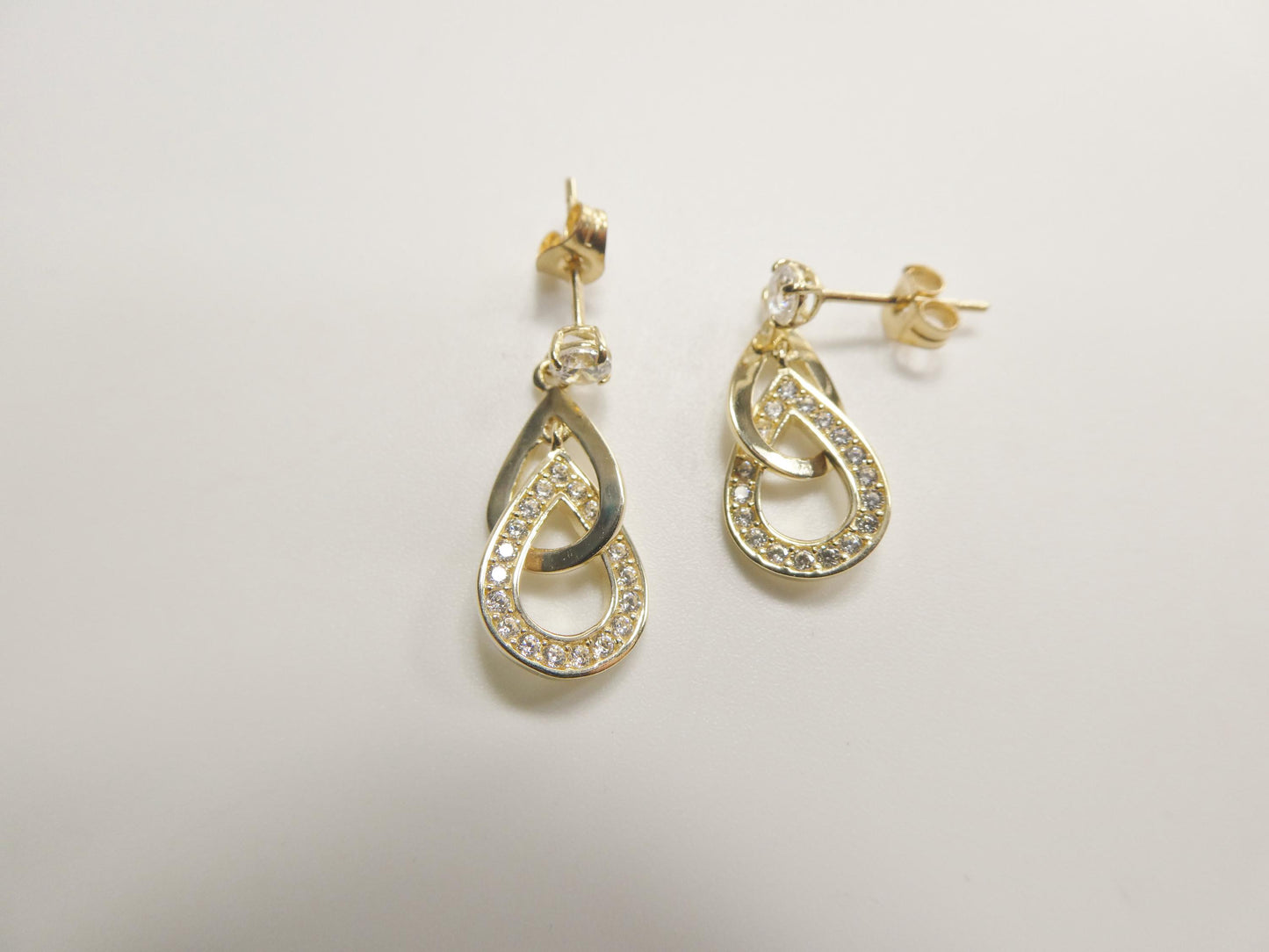 real 10k solid yellow gold design teardrop push post earrings