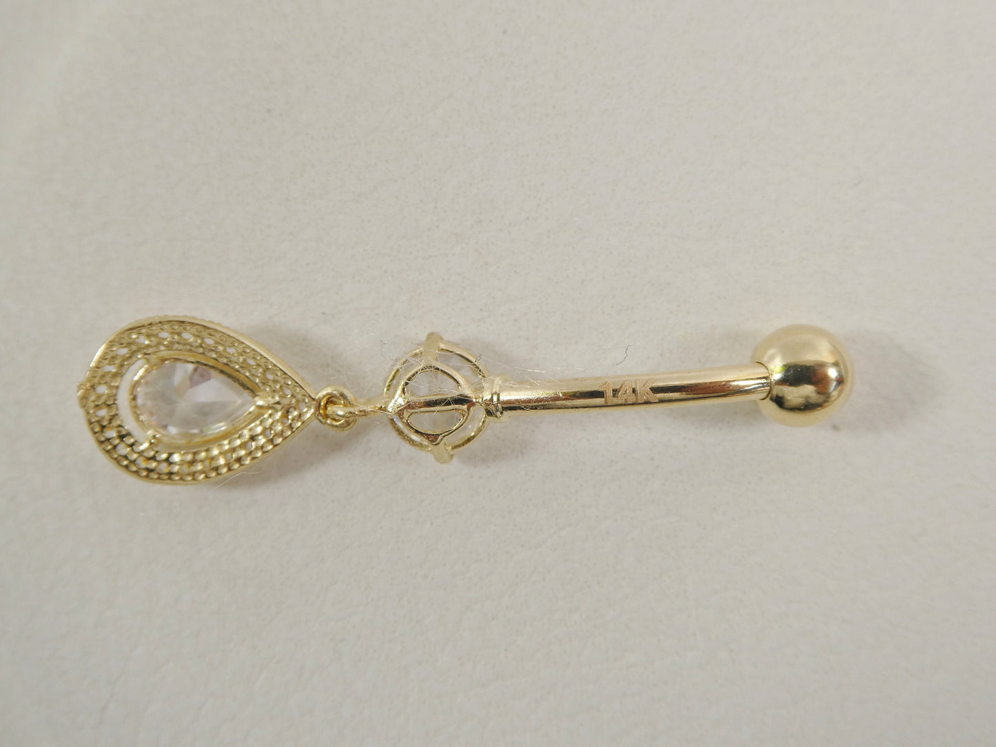14k real solid yellow gold tear drop design belly button ring piercing