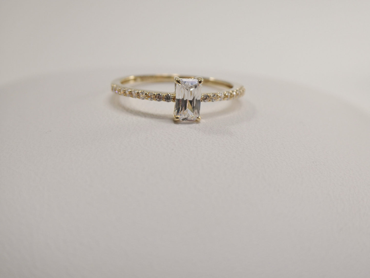 real 14k solid yellow gold women's classic micro pave setting pinky ring