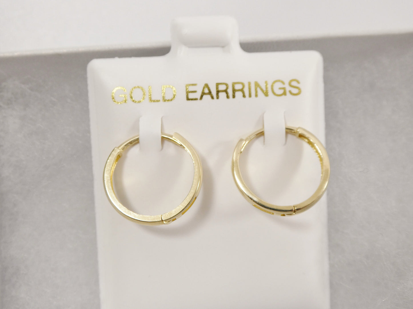real 10k solid yellow gold plain high polish 15mm hoop huggie earrings