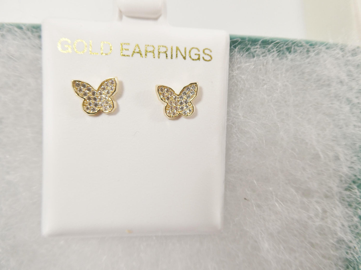 10k real solid gold butterfly push post earrings