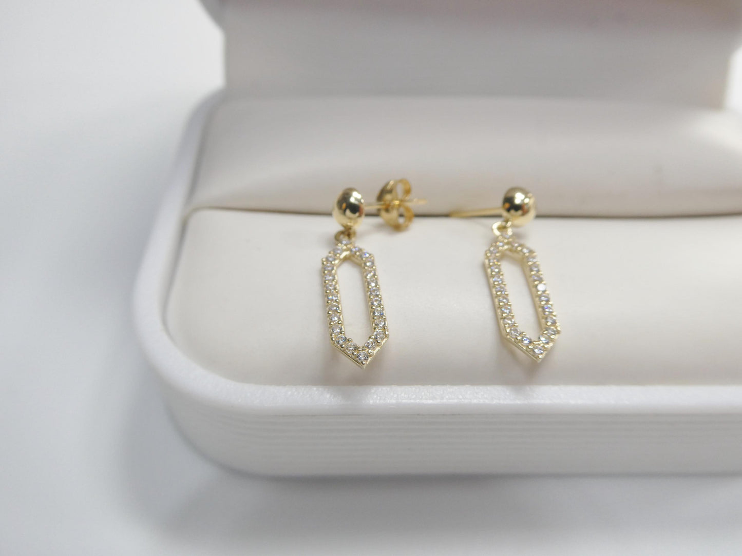 real 10k solid yellow gold design paperclip push post earrings