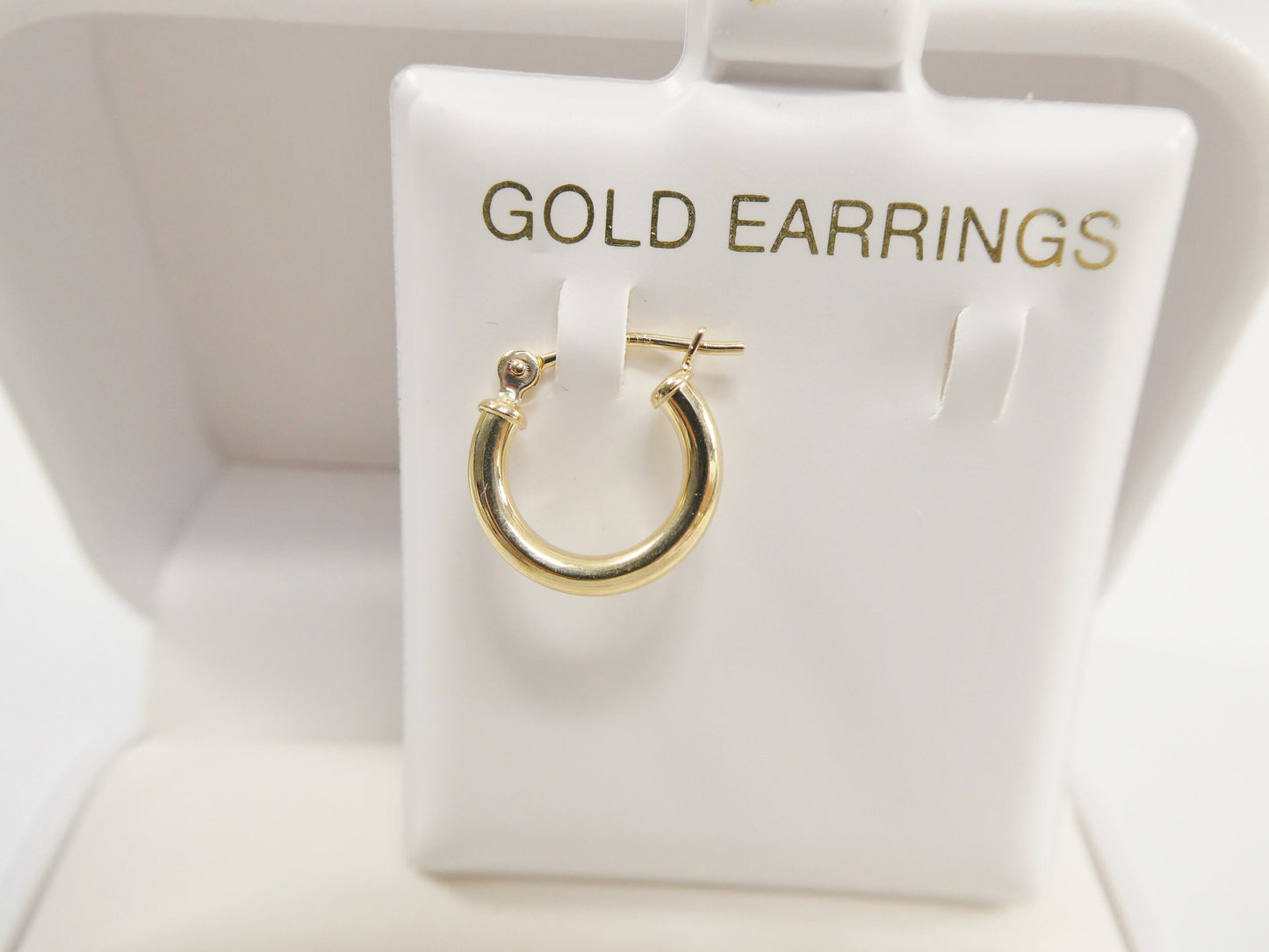 real 10k solid yellow gold plain polish hoop 12mm tube earrings