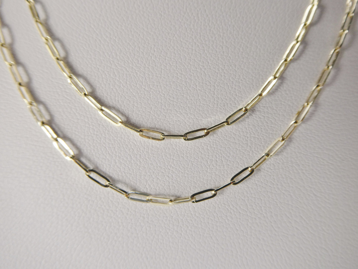 14k real solid yellow gold tiny small 2mm paperclip chain necklace