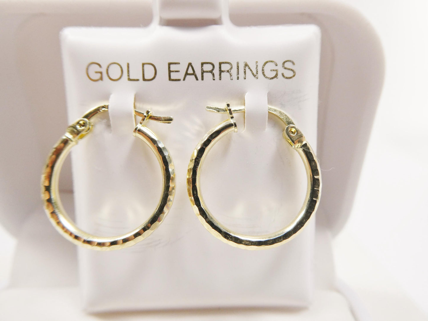 10k real solid yellow gold full diamond cut hoop earrings