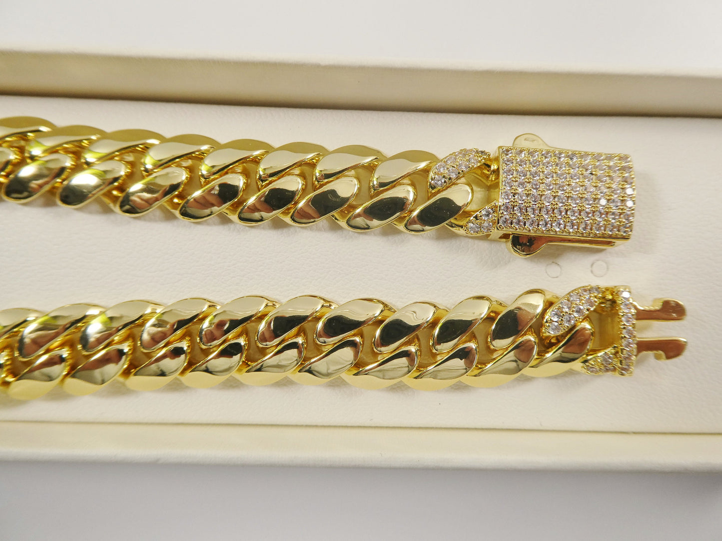 18k gold filled Monaco 10mm bracelet 7" 8" length