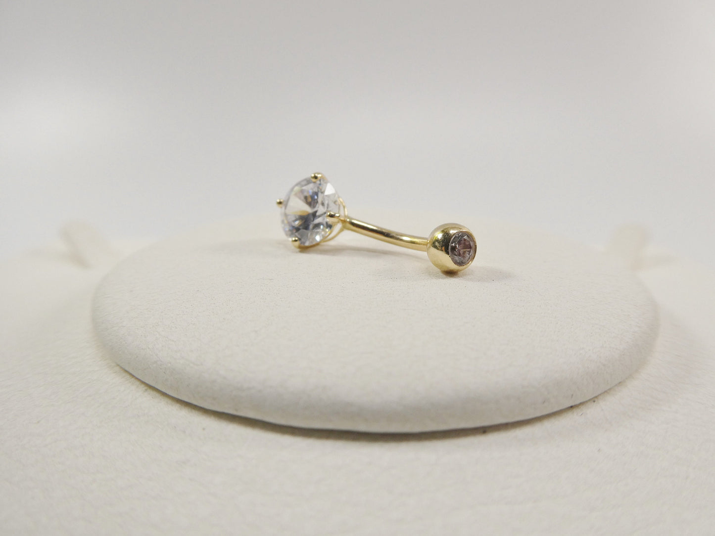 14k real solid yellow gold 8mm stone dangling belly button ring piercing