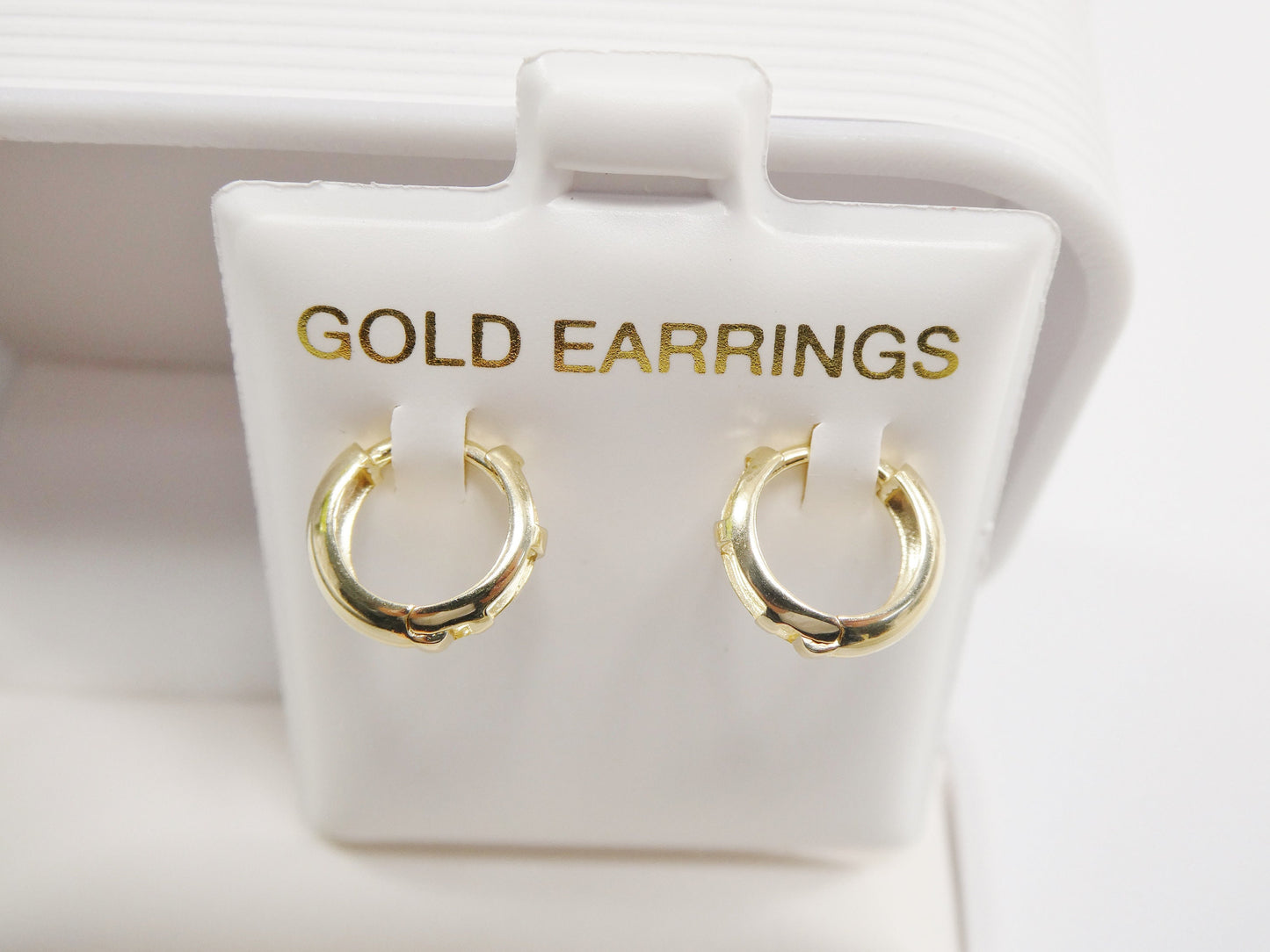 real 10k solid yellow gold 10.5mm small plain high polish finish hoop huggie earring