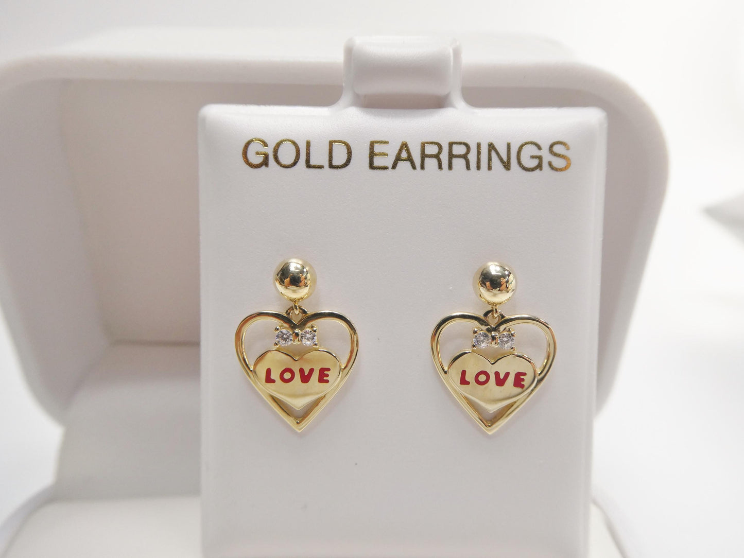 real 10k solid yellow gold heart love push post earrings