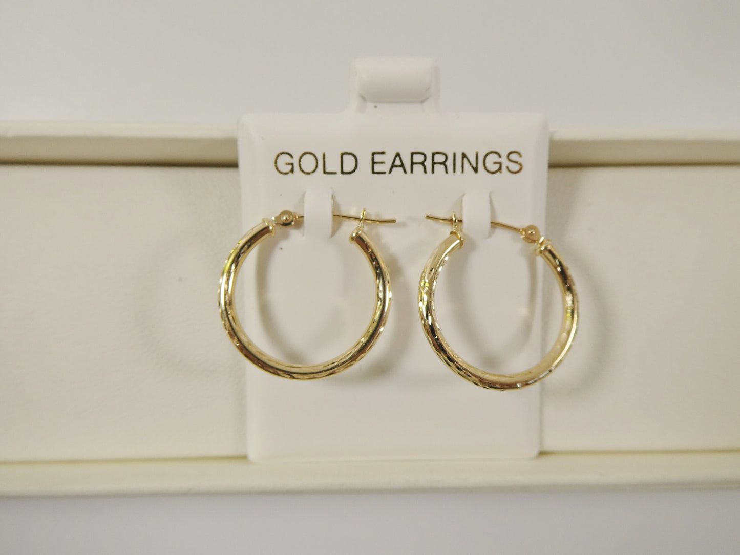 10k real solid yellow gold 2mm tube diamond cut hoop earrings