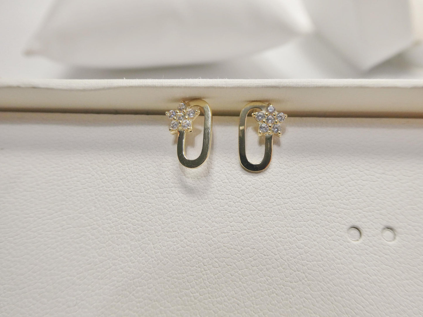 real 10k solid yellow gold design paperclip push post earrings