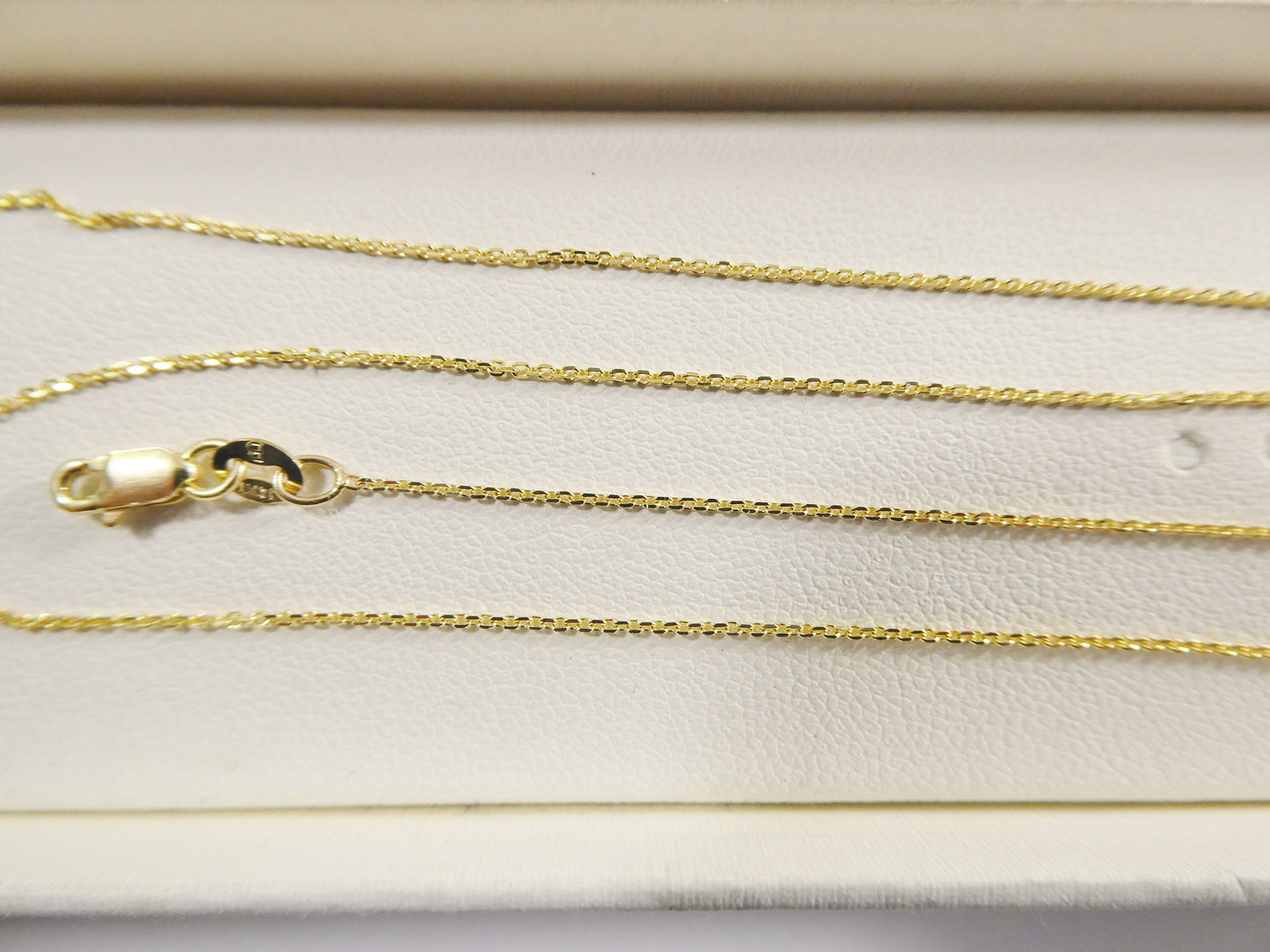 14k real solid yellow gold tiny small cable chain necklace