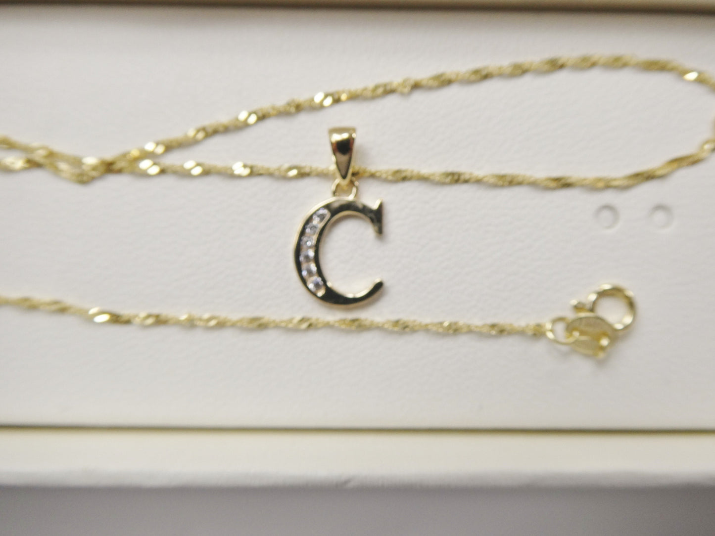 10k real solid yellow gold small initial alphabet pendent and necklace