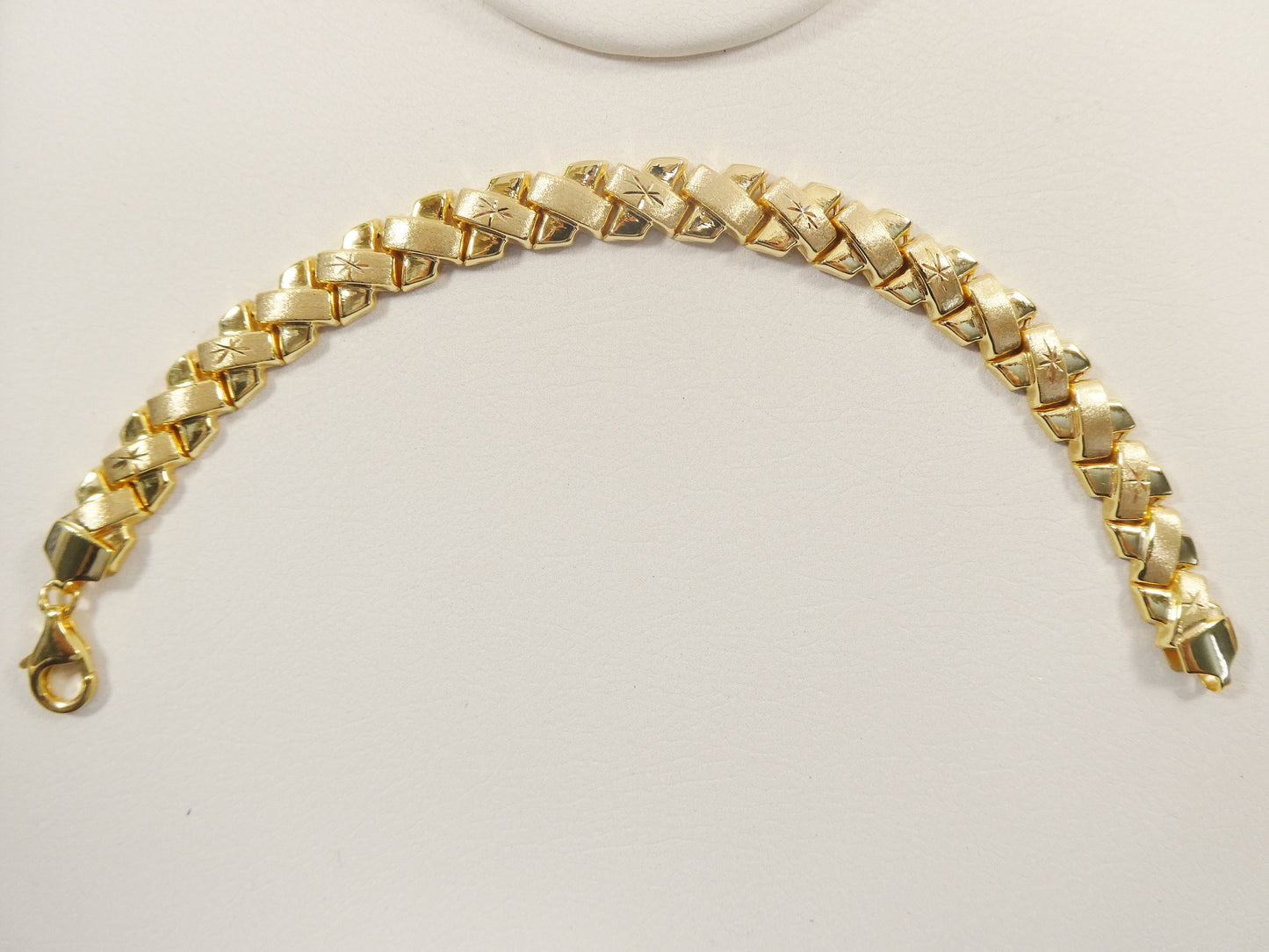 real 925 sterling silver stampato X bracelet 14k yellow gold finish